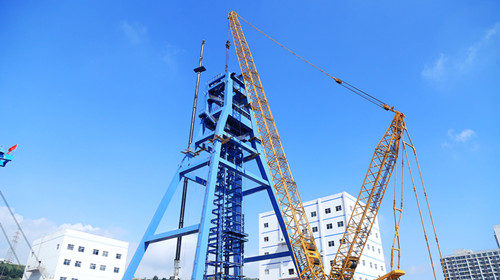 陜煤建設機電安裝公司承建的孟村礦主立井井架及天輪工程順利通過“太陽杯”復查