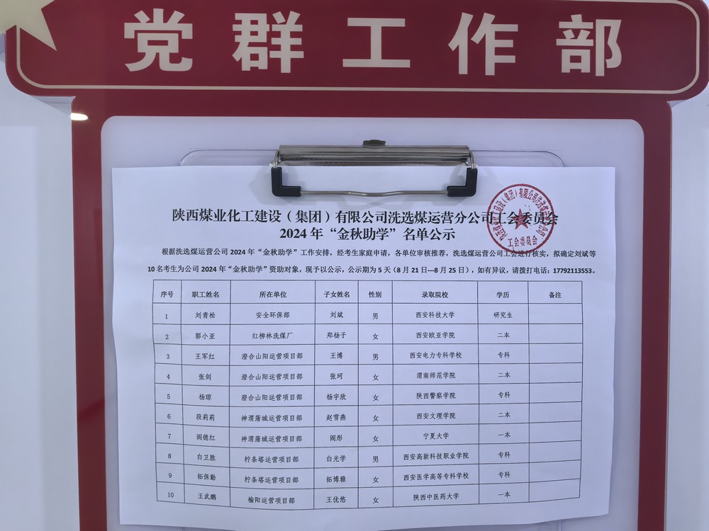 陜煤建設(shè)洗選煤運營公司：丹桂飄香步蟾宮 金秋助學暖人心
