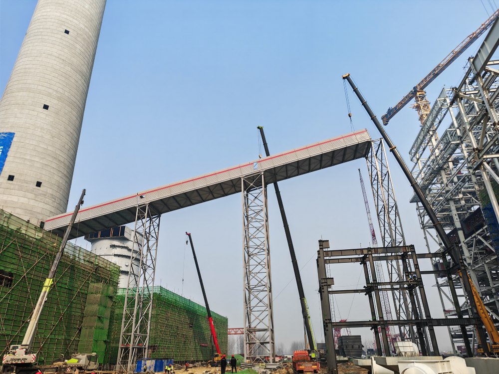 突破“空中走廊”!陜煤建設韓城分公司土建十六項目部承建的陜煤信陽超超臨界工程裝配式輸煤棧橋建設再傳捷報